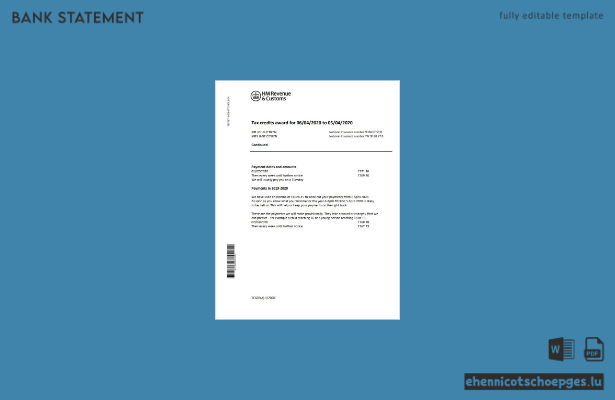 Beispiel eines Kontoauszugs der britischen Steuerbehörde (HM Revenue and Customs)